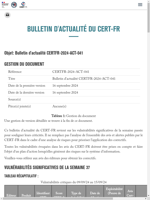  Bulletin d'actualité CERT-FR revenant sur les vulnérabilités de la semaine passée
    