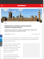  Parliamentary committee criticises big tech response to election threats
    
