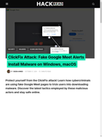 Fake Google Meet alerts distribute malware on Windows macOS