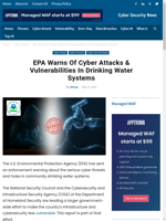  EPA warns of cyber attacks & vulnerabilities in water system
    