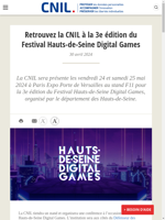  La CNIL sera présente au Festival Hauts-de-Seine Digital Games
    