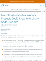  Multiple vulnerabilities in Adobe products could allow for arbitrary code execution
    