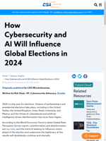  Cyber threats disinformation & AI pose risks to global elections in 2024
    