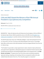  CISA and ONCD award winners of the President’s Cup Cybersecurity Competition
    
