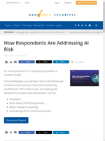 Respondents are addressing AI risk by utilizing AI in cybersecurity