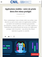  Les applications mobiles devront mieux protéger la vie privée des utilisateurs selon la CNIL
    