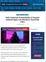  Path traversal vulnerability allows attackers to overwrite files in Android apps
    
