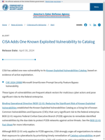  CISA added one new exploited vulnerability to its catalog
    