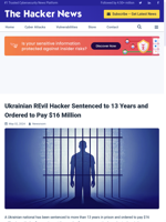  Ukrainian REvil hacker sentenced to 13 years and $16 million fine
    