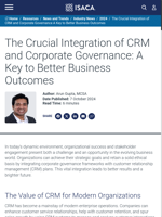  Integrating CRM and corporate governance leads to better business outcomes
    