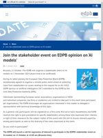  Join the stakeholder event on EDPB opinion on ‘AI models’ on 5 November 2024
    