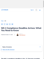  The NIS 2 Compliance Deadline Approaches
    