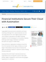 Financial Institutions Secure Their Cloud with Automation