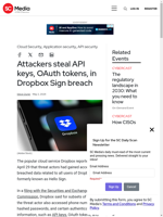  Dropbox Sign breach resulted in attackers stealing API keys and OAuth tokens
    