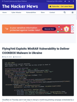  FlyingYeti exploits WinRAR vulnerability to deliver COOKBOX malware in Ukraine
    