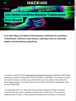 Live Nation confirms massive Ticketmaster data breach