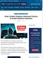  Vidar Stealer uses advanced tactics to avoid defense solutions
    