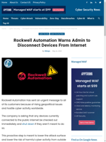  Rockwell Automation warns to disconnect devices from the internet
    