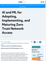  AI and ML are essential for enhancing Zero Trust Network Access
    