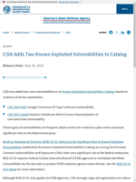 CISA adds two known exploited vulnerabilities to its catalog