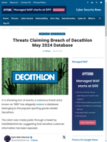  Database breach claim by '888' threat actor involving Decathlon
    