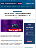 Remcos RAT distributed as UUE file method 