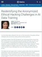  Ethical challenges in AI data training and reidentification vulnerability are highlighted
  