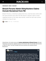 Breach Forums Admin ShinyHunters Claims Domain Reclaimed from FBI