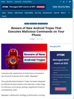 A new Android Trojan named Wpeeper executes malicious commands