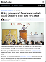  Christie's client data stolen in ransomware attack
  