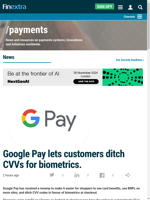 Google Pay allows switching from CVVs to biometrics