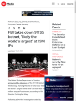  FBI takes down 911 S5 botnet 'likely the world’s largest' at 19M IPs
    