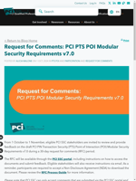  PCI PTS POI Modular Security Requirements v70 can be reviewed and feedback provided during a 30-day RFC period
    