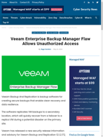  Veeam Enterprise Backup Manager Flaw Allows Unauthorized Access
    