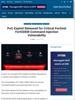  A PoC exploit for a critical FortiSIEM injection vulnerability has been released
    