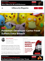  Game Freak the Pokémon developer experiences a data breach exposing 2606 employee and partner data
    