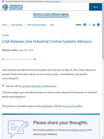  CISA released one Industrial Control Systems advisory on May 28 2024
    