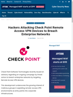 Hackers targeting Check Point Remote Access VPN devices to breach enterprise networks