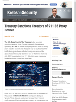  Treasury sanctions 911 S5 botnet creators
    