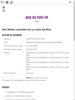  Multiples vulnérabilités découvertes dans les produits SolarWinds
  