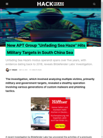  New APT Group 'Unfading Sea Haze' targets military sites in South China Sea
    