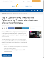  Manufacturers need to prioritize top 4 cybersecurity threats now
    