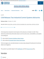 CISA released two Industrial Control Systems advisories on October 15 2024
    