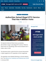  Spanish authorities dismantled illegal IPTV service with 4 million visits
    