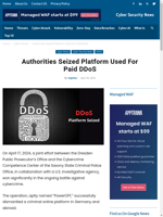  Authorities seized a platform used for paid DDoS attacks
    