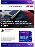  UnitedHealth CEO confirms breach due to stolen credentials and lack of MFA
    