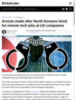 North Koreans hired for remote tech jobs at US companies resulted in arrests