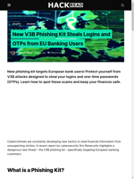 New V3B Phishing Kit targets EU bank users by stealing logins and OTPs
