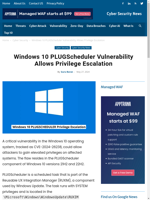  Windows 10 PLUGScheduler Flaw allows privilege escalation
    