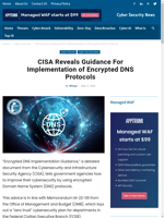  The CISA provides guidance on implementing encrypted DNS protocols
    